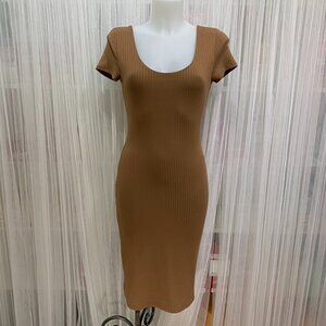 Vibe Sportswear Women's Cap Sleeve Bodycon Ribbed Dress Size Medium Runs Small